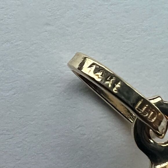 14k Solid Yellow Gold Twisted Cornicello Italian Horn Pendant | Italian horn | - Picture 4 of 5